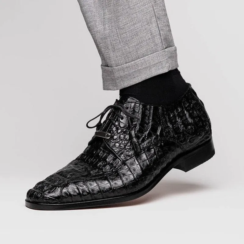 7 CM/2.76 Inches CMR CHAMARIPA Men's Exotic Crocodile Leather Derby Shoes