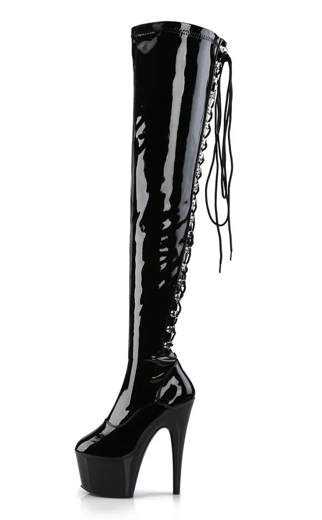 ADORE-3063 Black Patent Thigh High Boots