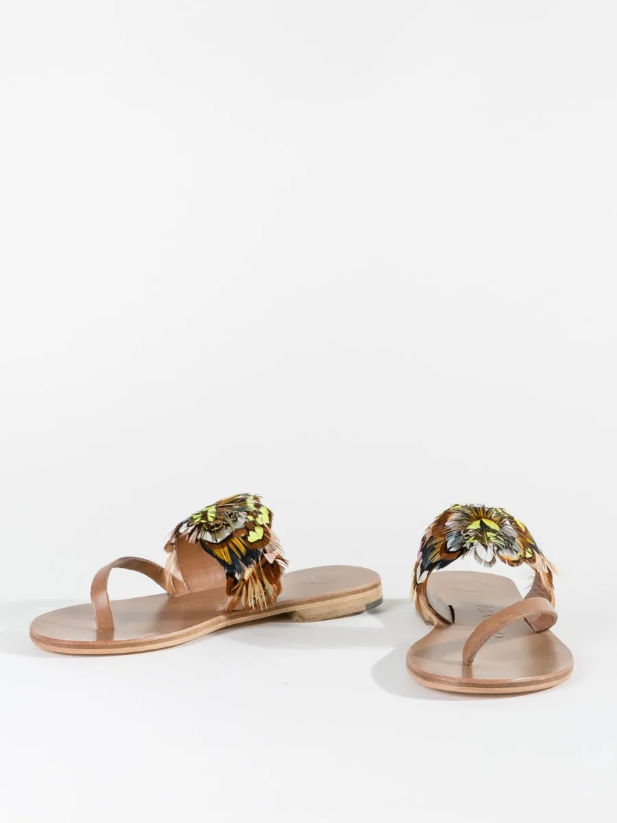 alberta feathers sandal - yellow/pink