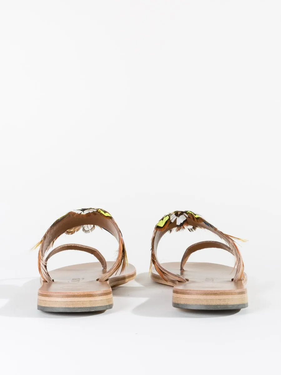 alberta feathers sandal - yellow/pink