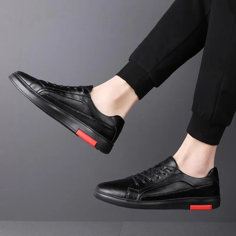 Angelo Ricci™ Casual Solid Leather Sneakers