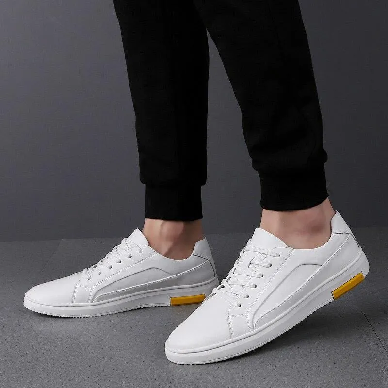 Angelo Ricci™ Casual Solid Leather Sneakers