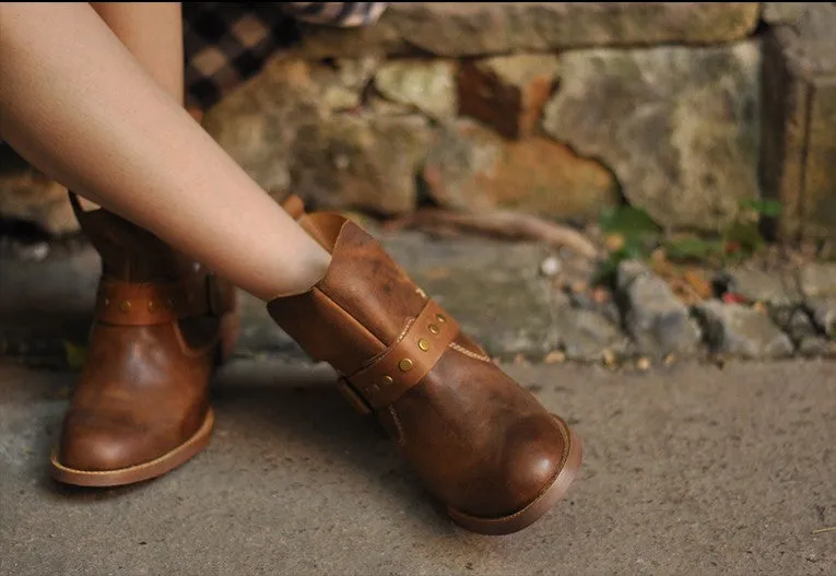 ARTMU STUD AND BUCKLE DETAIL ANKLE BOOTS