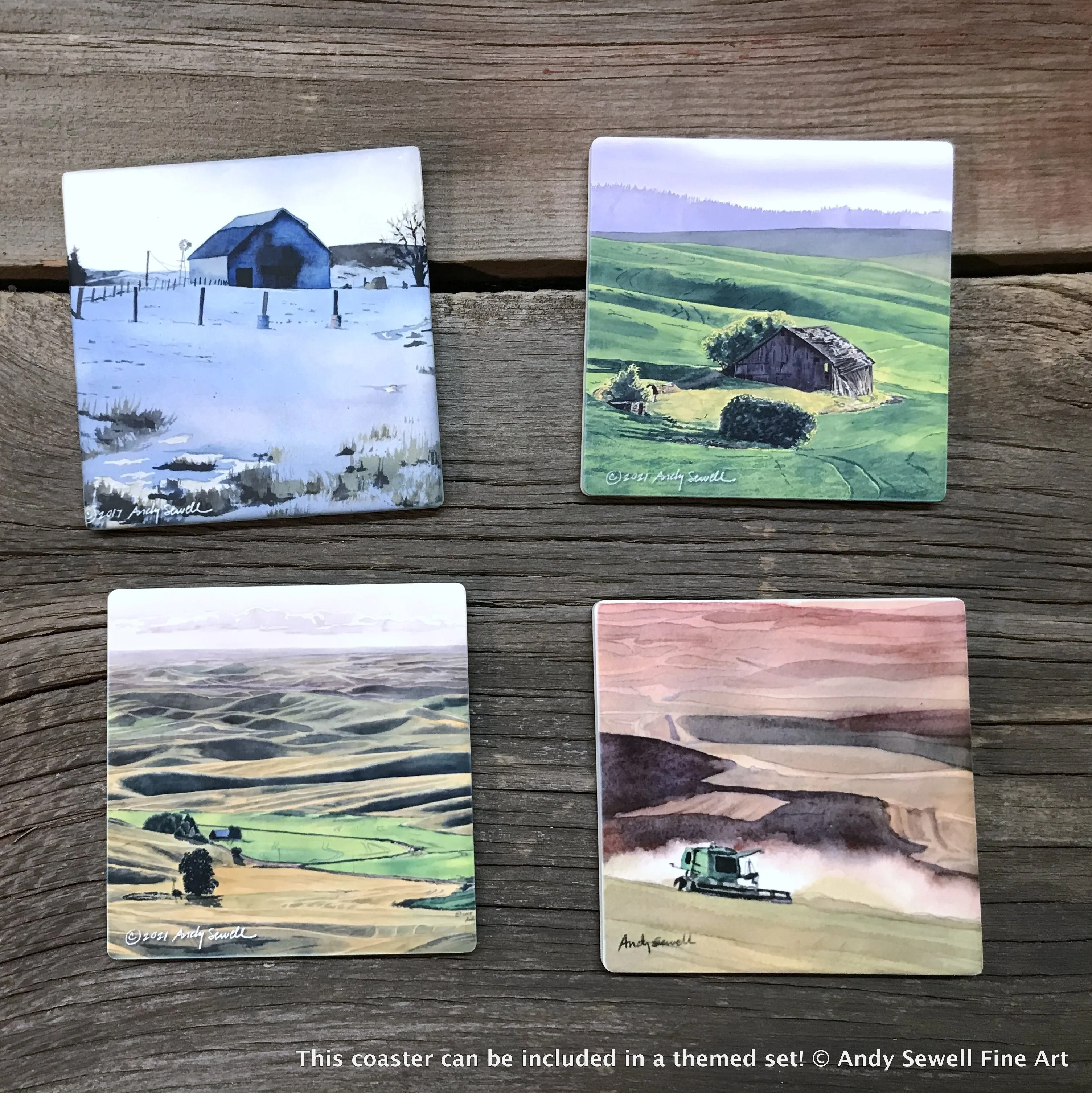 ASC239 "Kicking up some Dust" tractor ceramic coaster