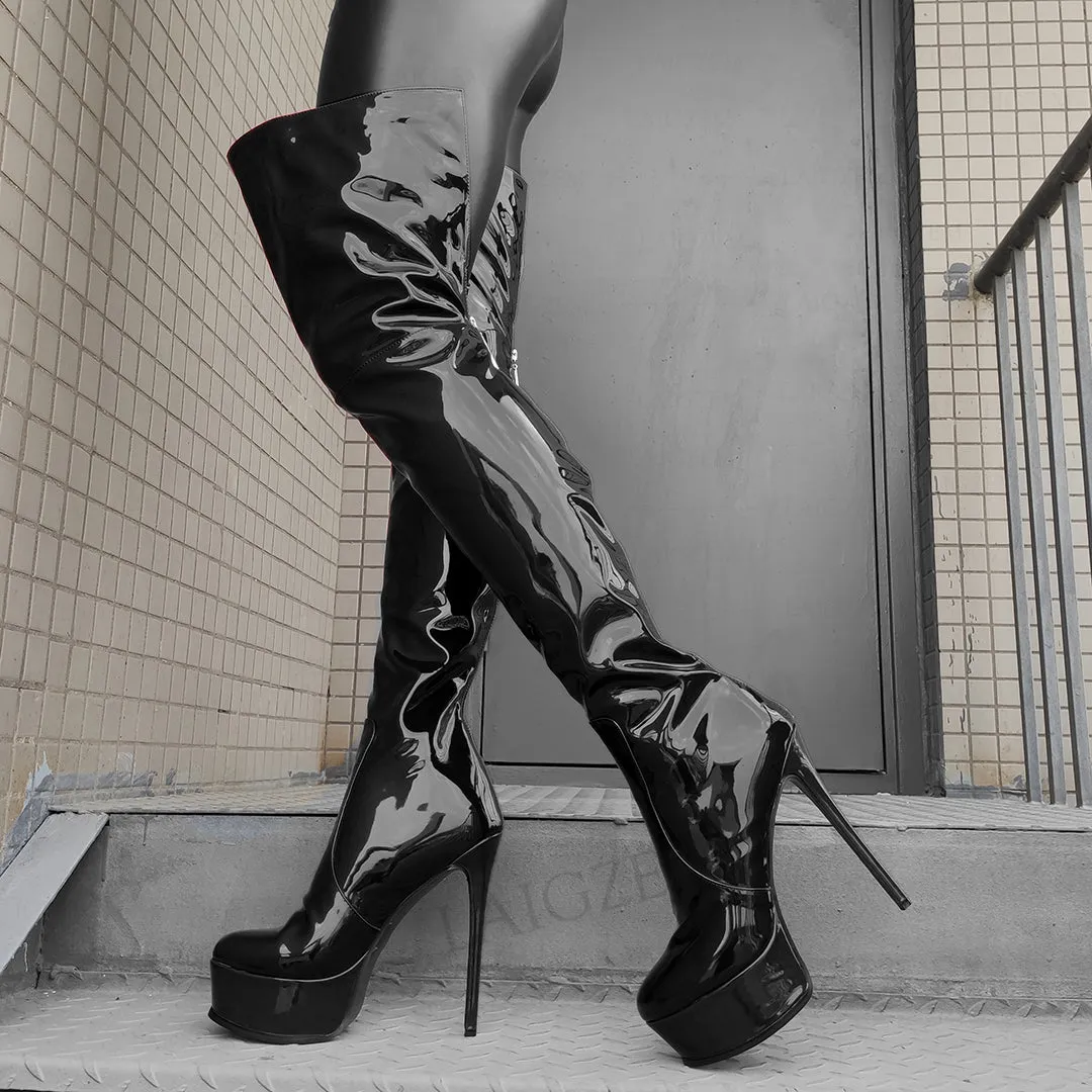 Back Zip Over Knee Boots