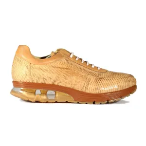 Belvedere E17 Savana Men's Shoes Camel Exotic Lizard Tennis Sneakers (BVS3033)