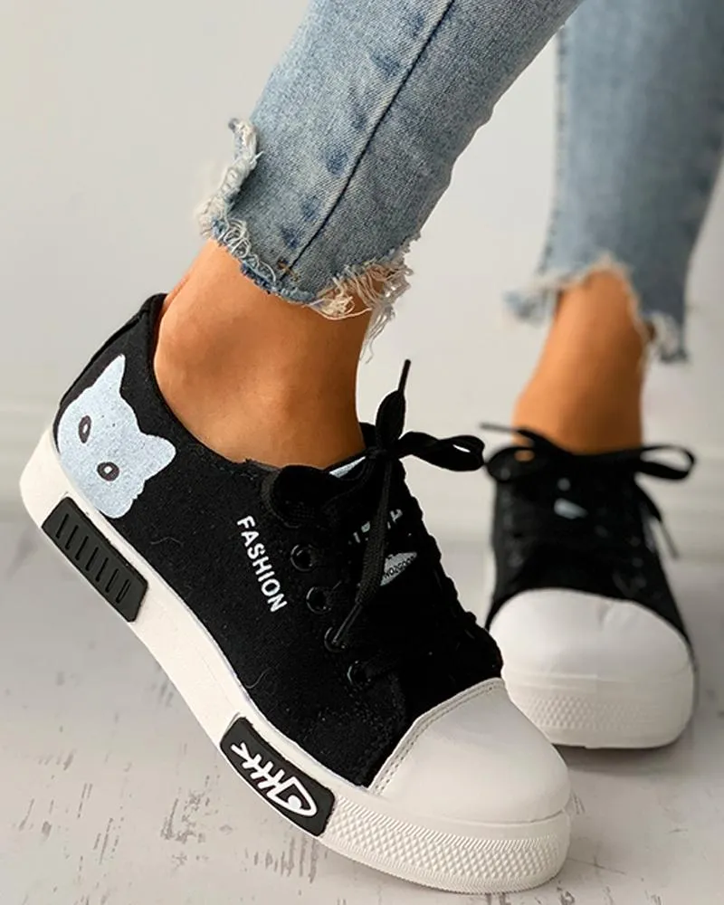 Cat Cartoon Canvas  Sneakers shoes
