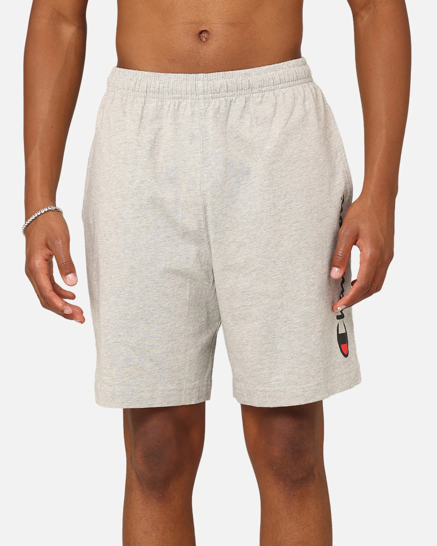 Champion Script Jersey Shorts Oxford Heather
