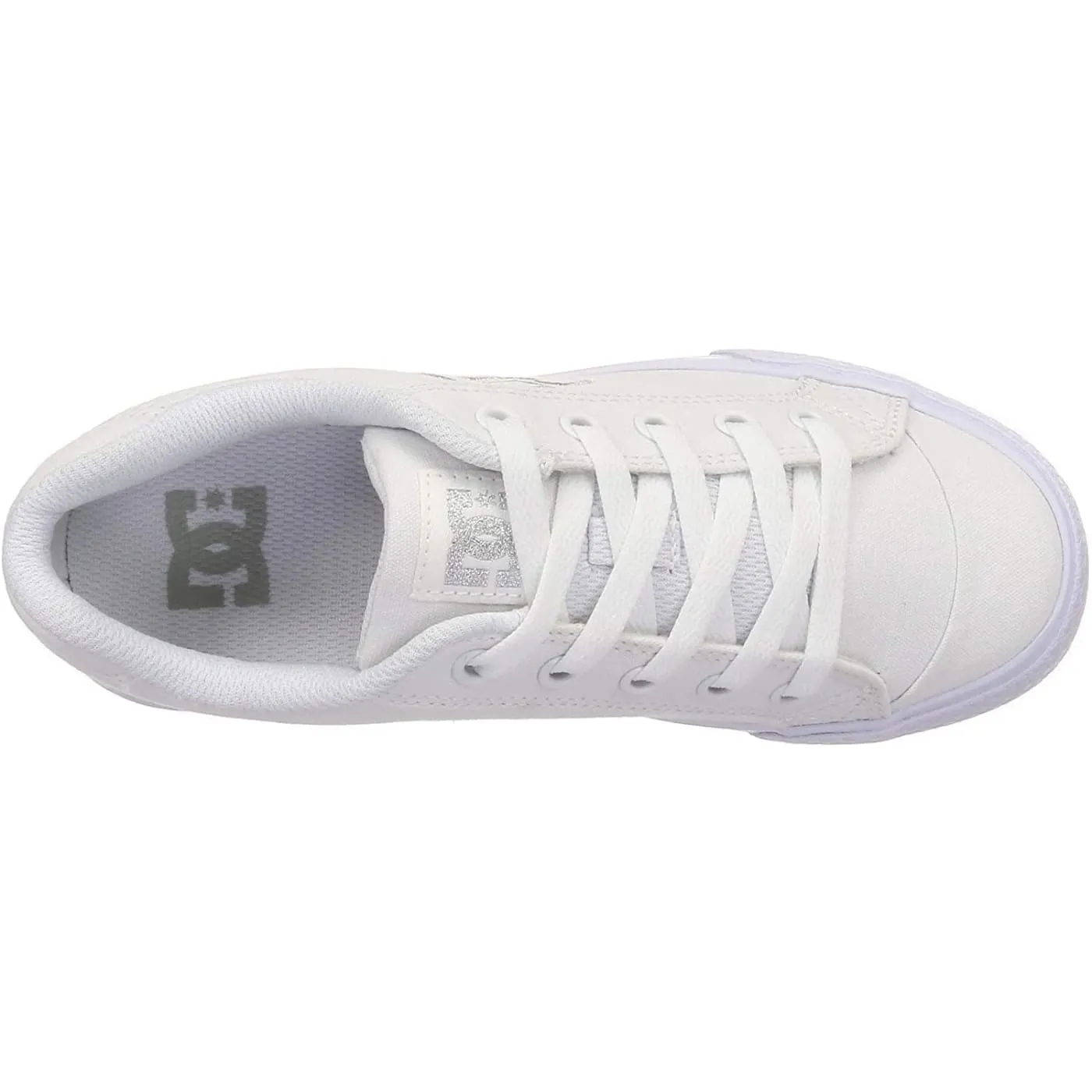 DC Chelsea TX White Silver Womens Skate Trainers