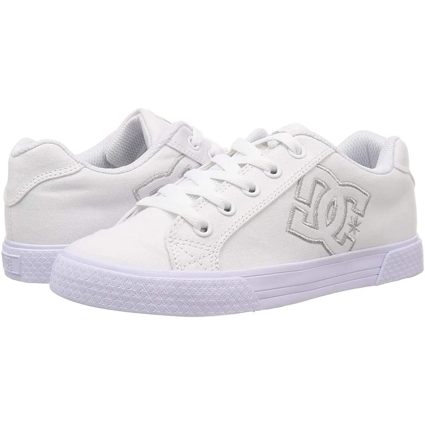 DC Chelsea TX White Silver Womens Skate Trainers