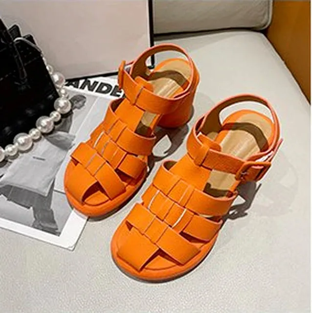 Fashion Casual Weave Genuine Leather Platforms Shoes Woman