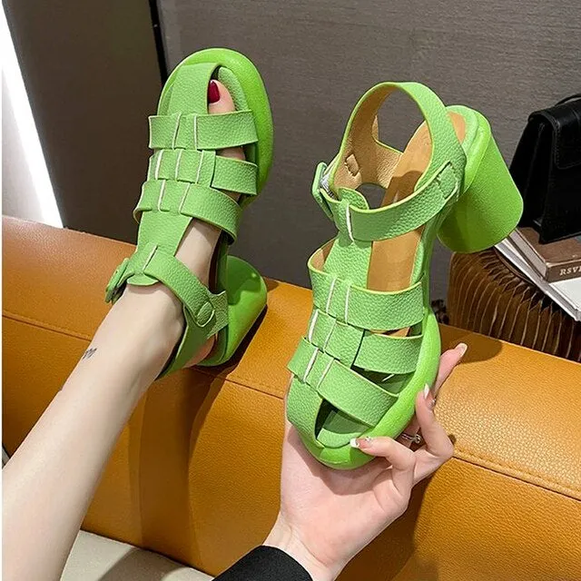 Fashion Casual Weave Genuine Leather Platforms Shoes Woman