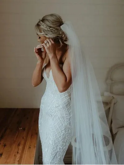 Gorgeous White Lace Mermaid Sweetheart Neck Wedding Dresses | Bridal Dress, SW282