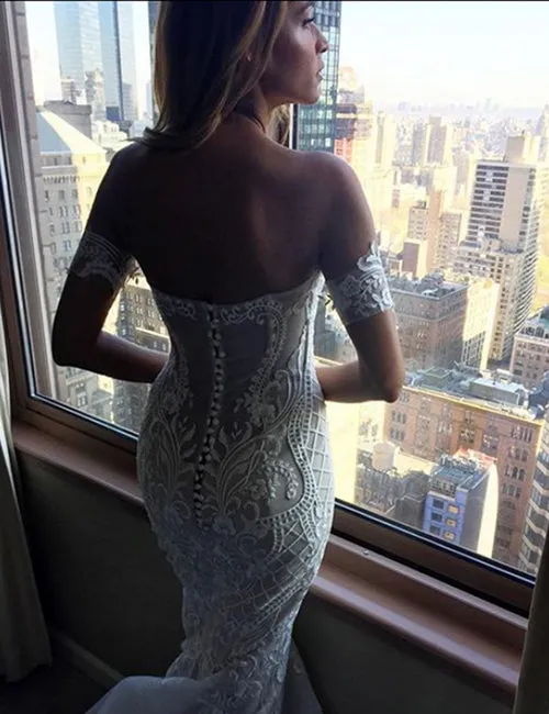 Gorgeous White Lace Mermaid Sweetheart Neck Wedding Dresses | Bridal Dress, SW282