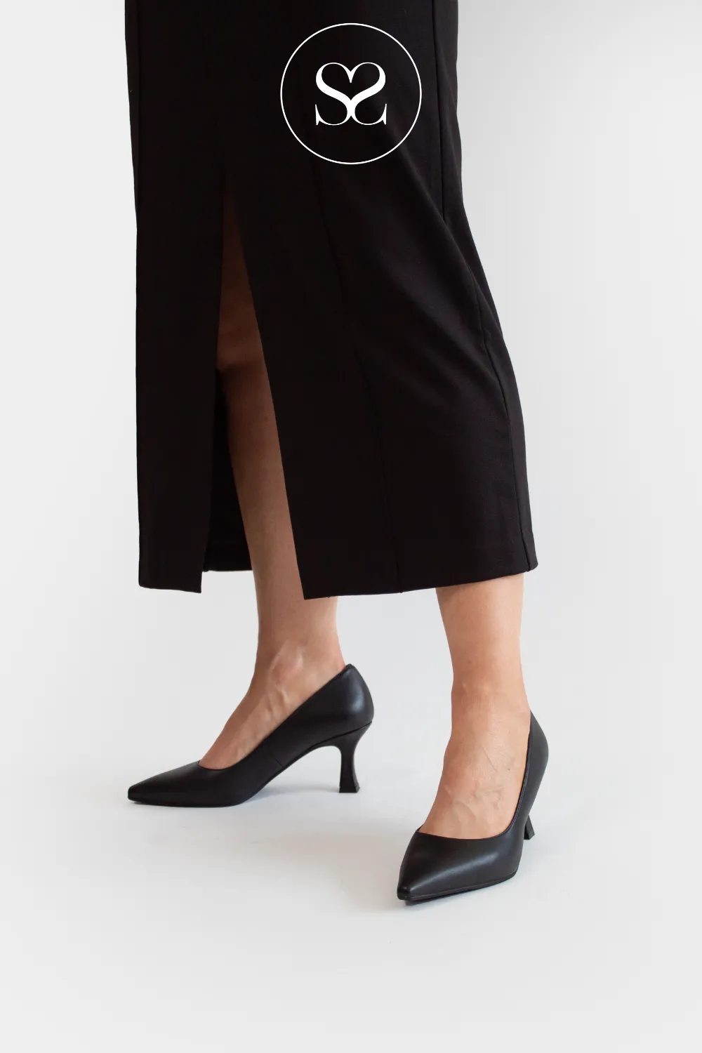LODI NEW JONA FULL BLACK LEATHER COURT SHOES ( BLACK INSOLE/BASE)
