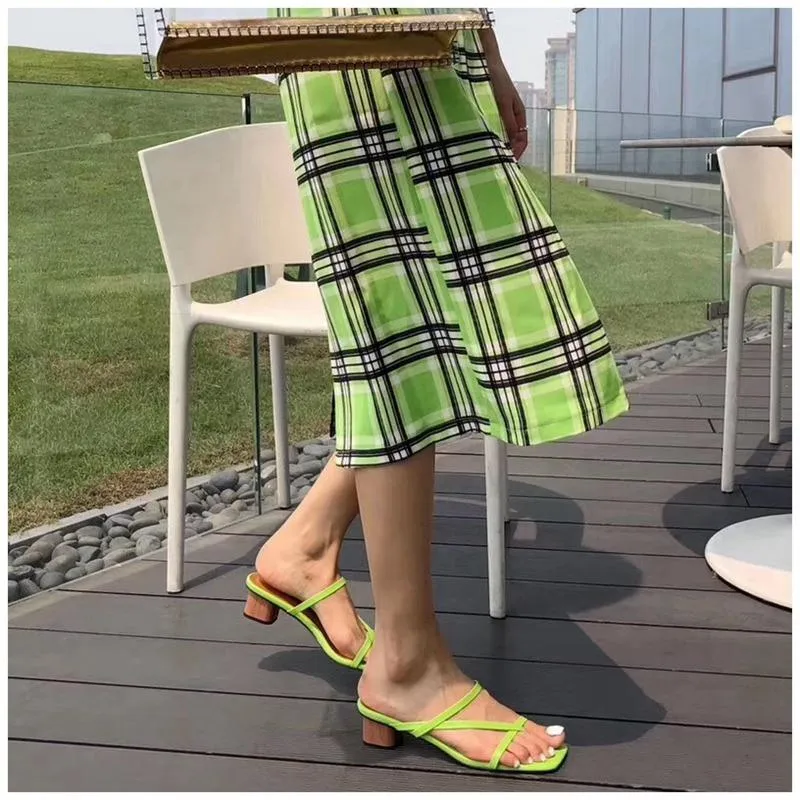 Low Heel Square Slip-On Sandals