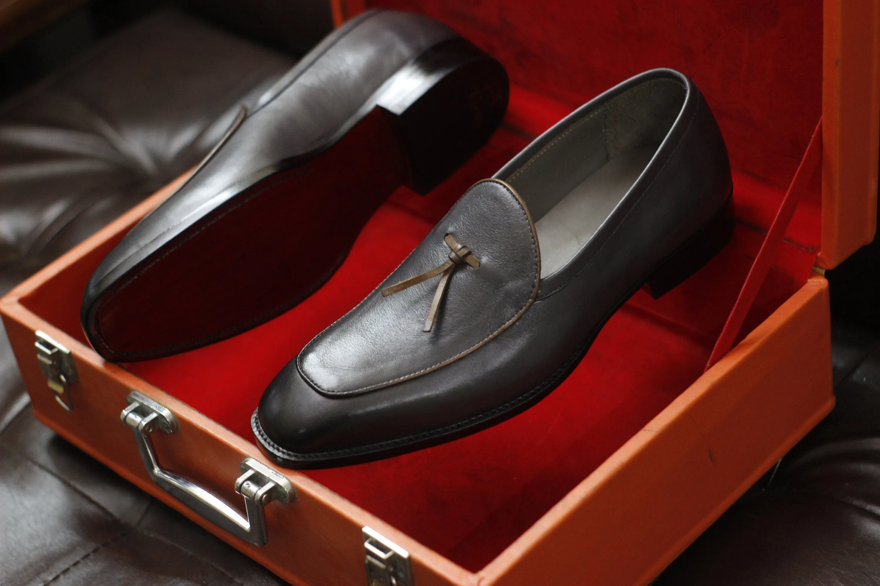 New Men's Handmade Formal Shoes Grey Leather Slip On Stylish Loafer Moccasin Shoes