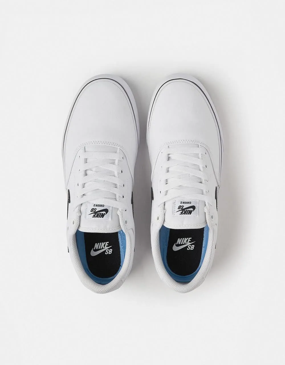 Nike SB Chron 2 Canvas Skate Shoes - White/Black-White