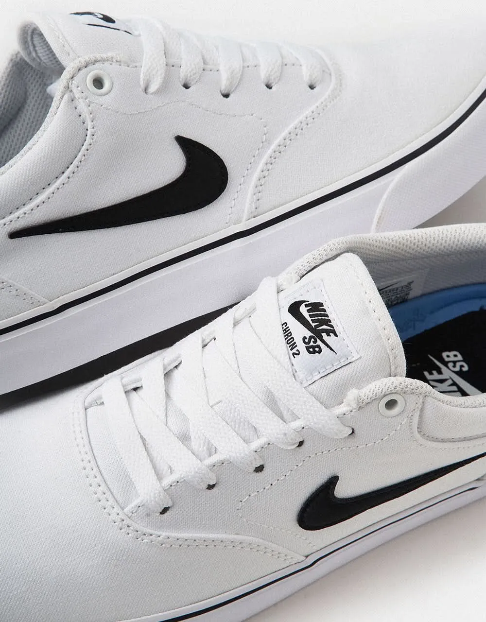 Nike SB Chron 2 Canvas Skate Shoes - White/Black-White