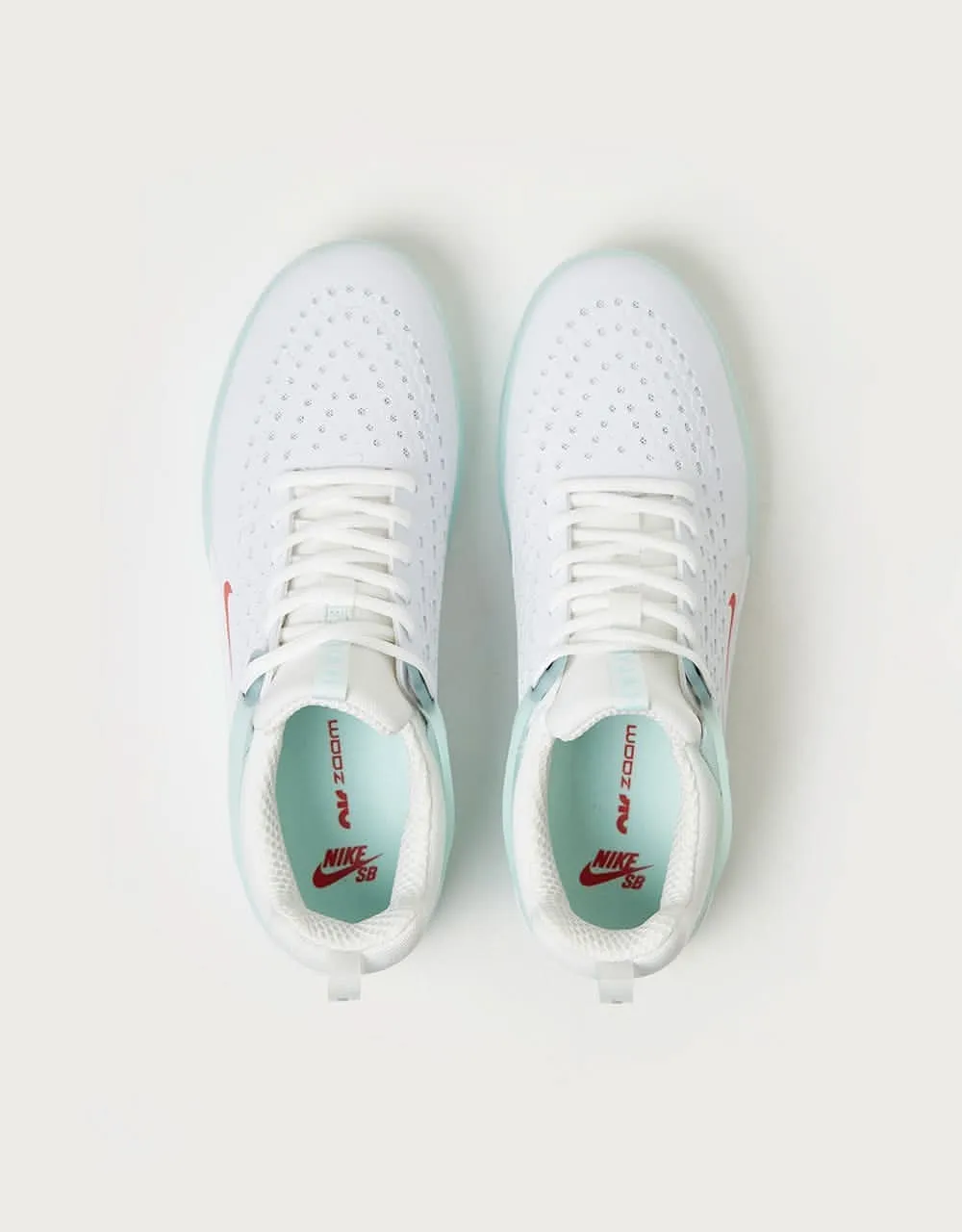 Nike SB Zoom Nyjah 3 Skate Shoes - Skylight/University Red-Skylight-White