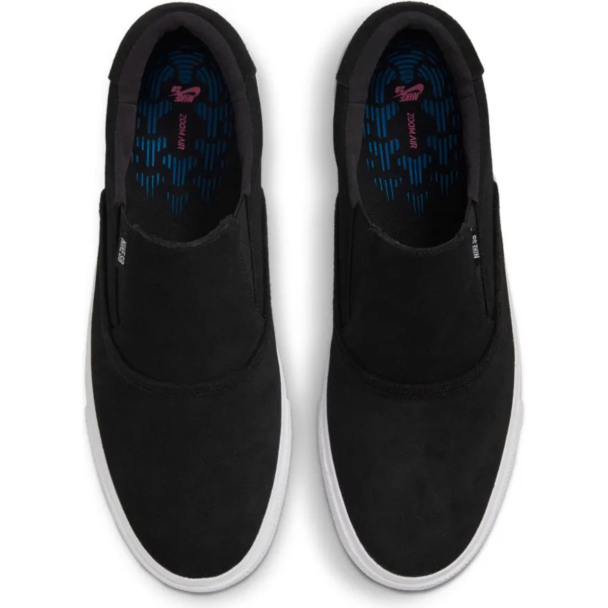 Nike SB Zoom Verona Slip Skateboard Shoe - Black/White-Black