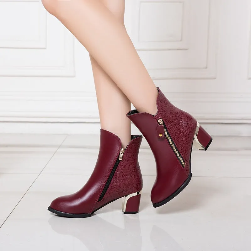 Sexy Pointed Head Zipper Ankle Boots