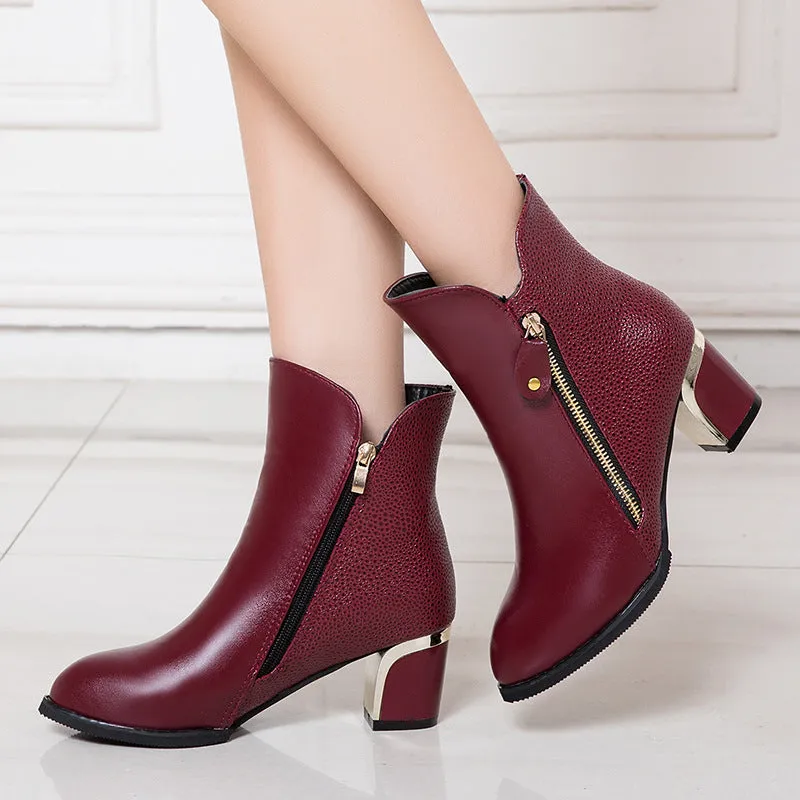 Sexy Pointed Head Zipper Ankle Boots