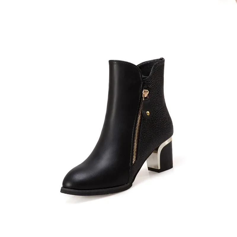 Sexy Pointed Head Zipper Ankle Boots