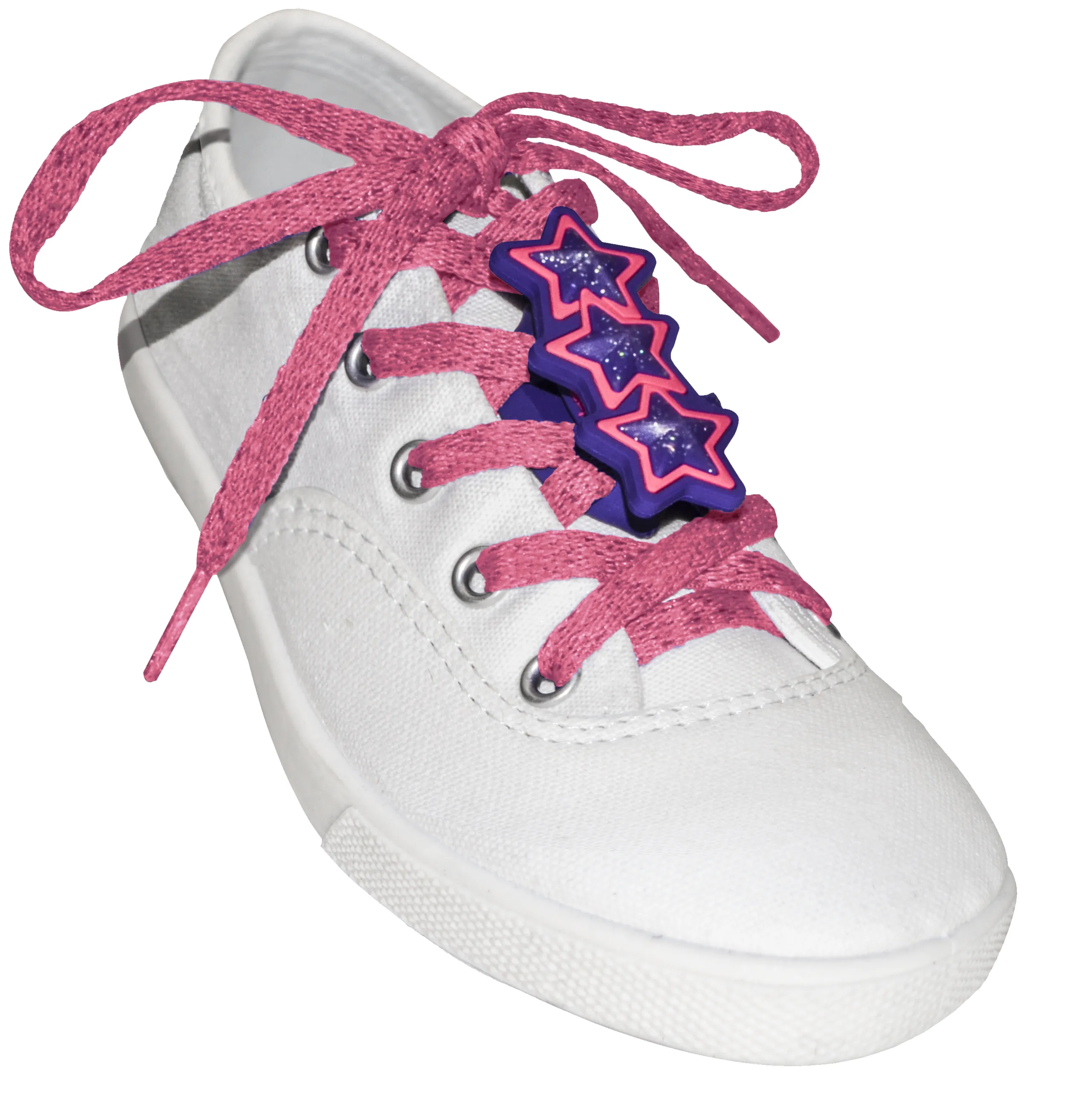 ShoeFlys ® Funsets™ | Sparkle Stars with Hot Pink Laces