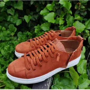 SHR Strip Down brick orange leather men sneakers