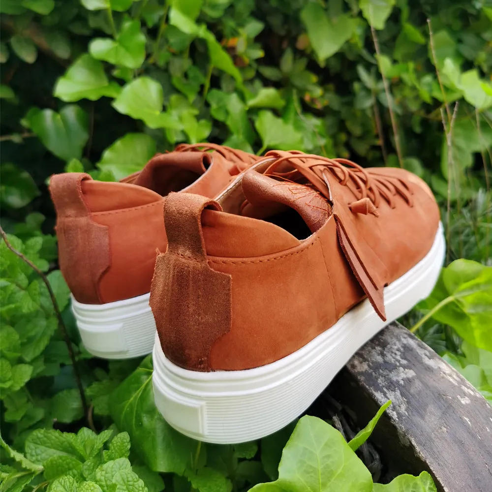 SHR Strip Down brick orange leather men sneakers