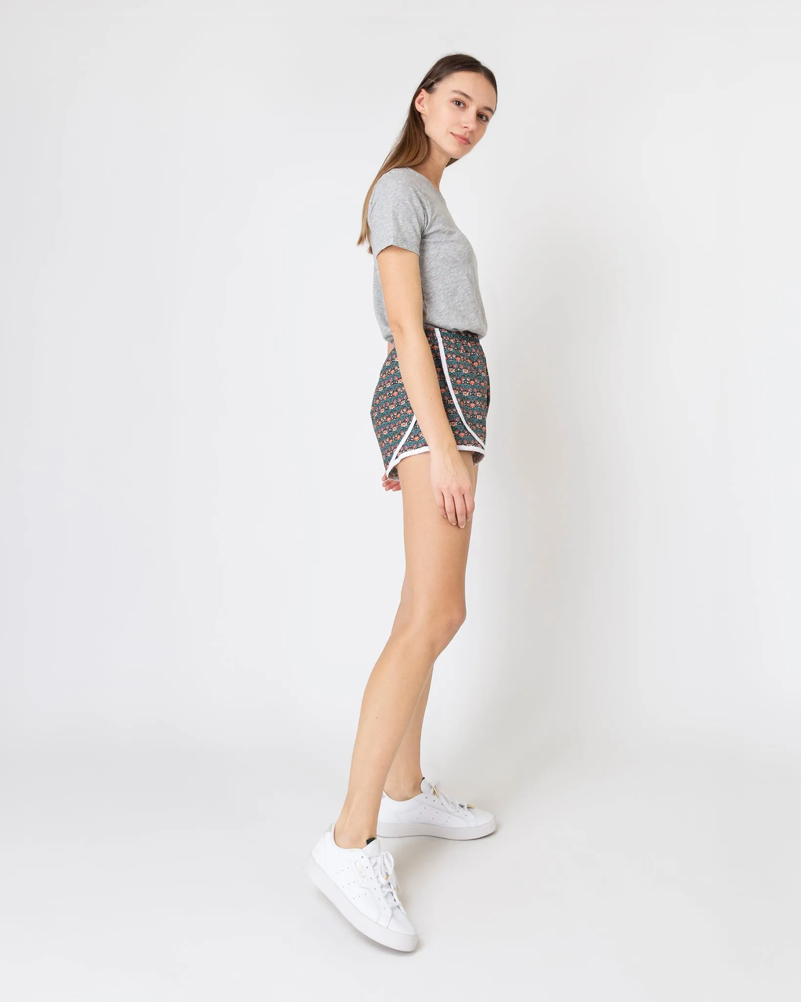 Track Short in Green Mallow Liberty Fabric