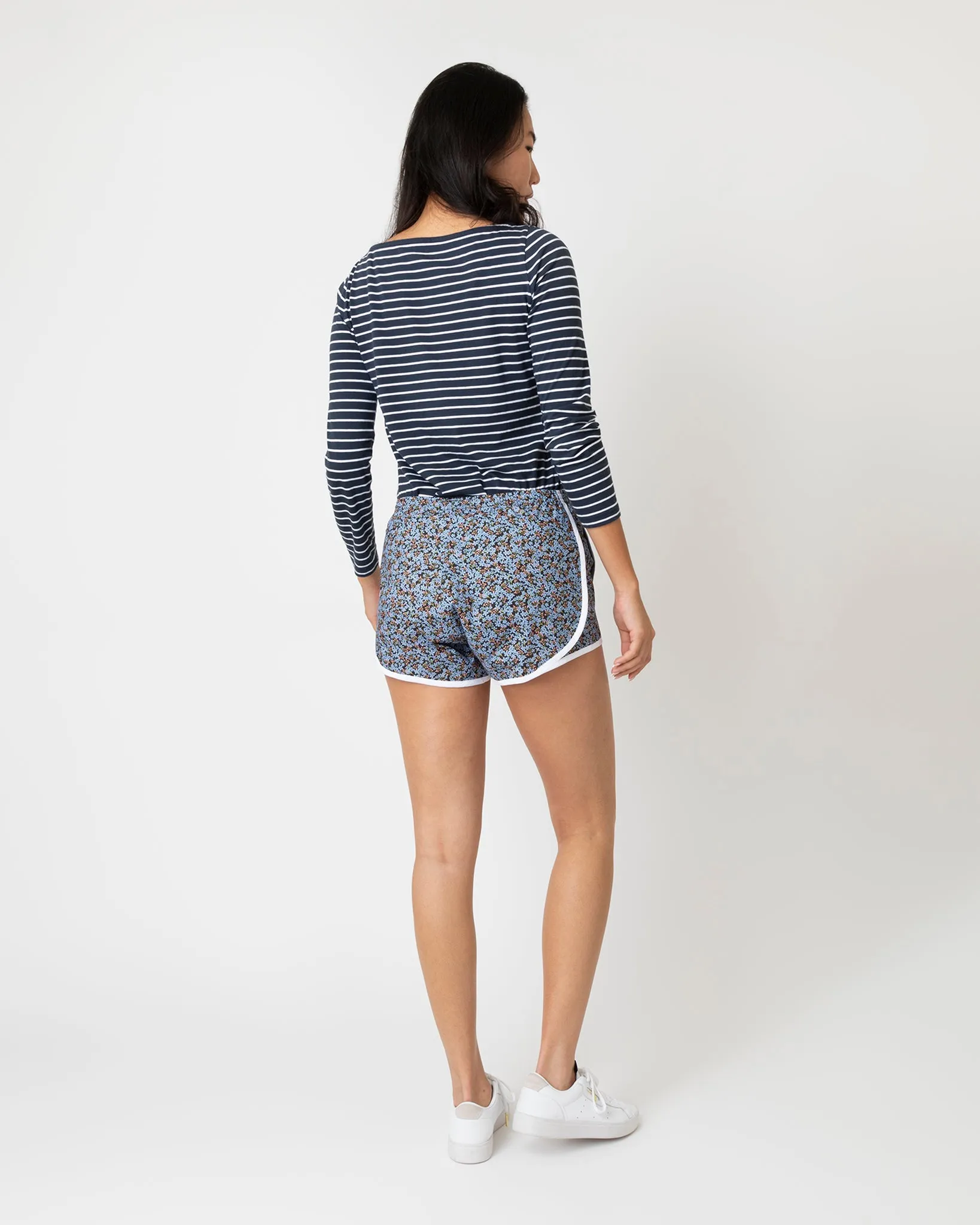 Track Short in Light Blue/Coral Star Anise Liberty Fabric