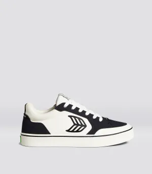 VALLELY Skate Black Suede Vintage White Cordura Black Logo Sneaker Men