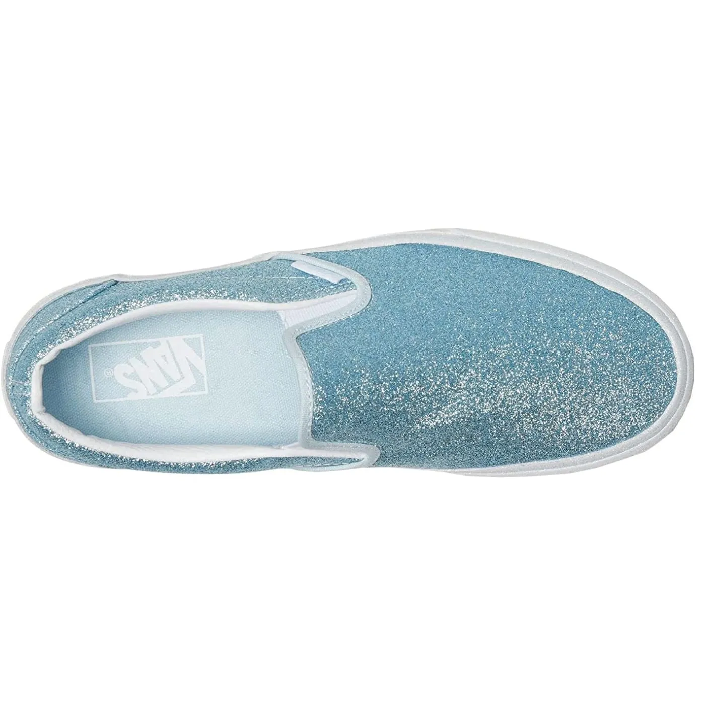 Vans Classic Glitter Delicate Blue White Womens Skate Slip Ons Trainers