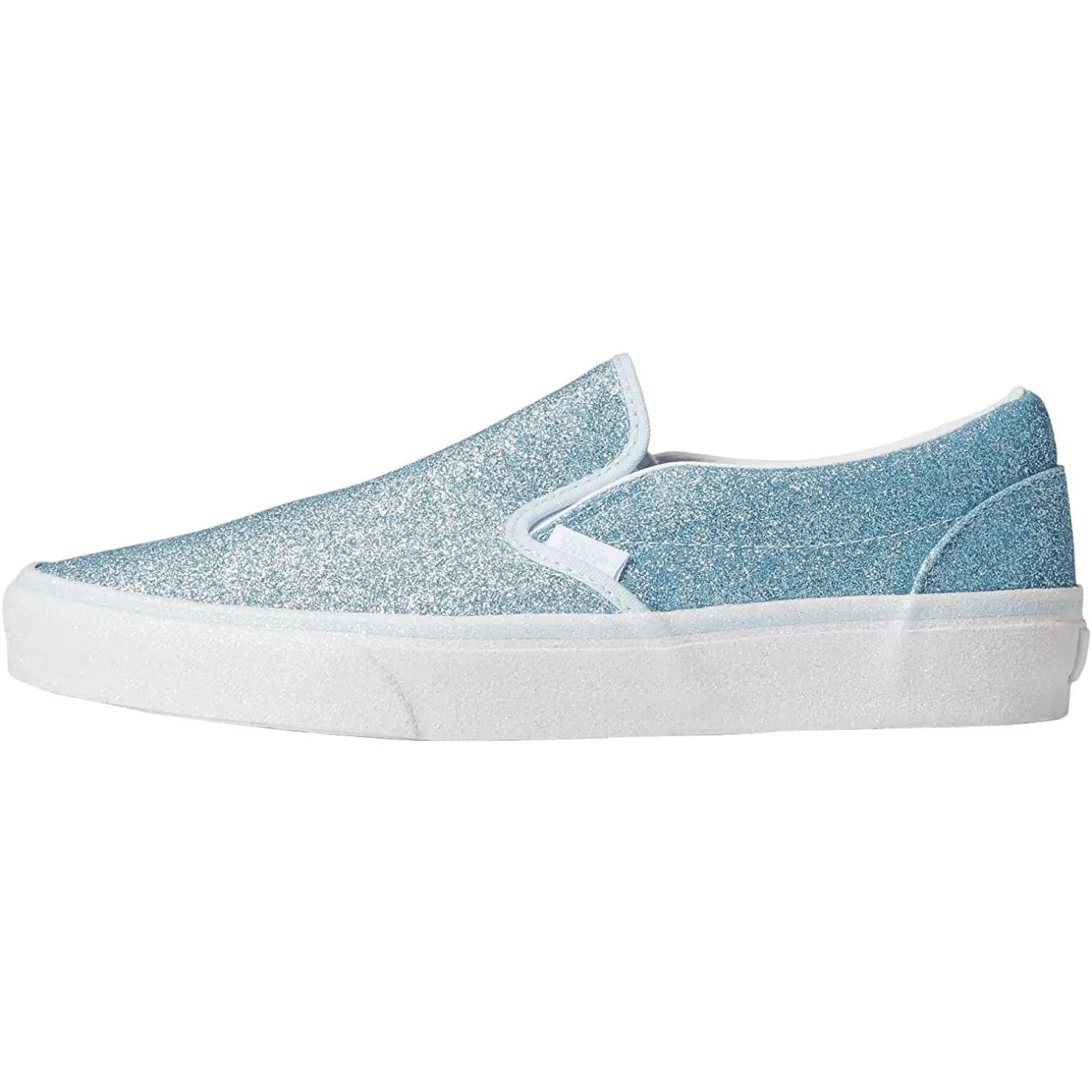 Vans Classic Glitter Delicate Blue White Womens Skate Slip Ons Trainers