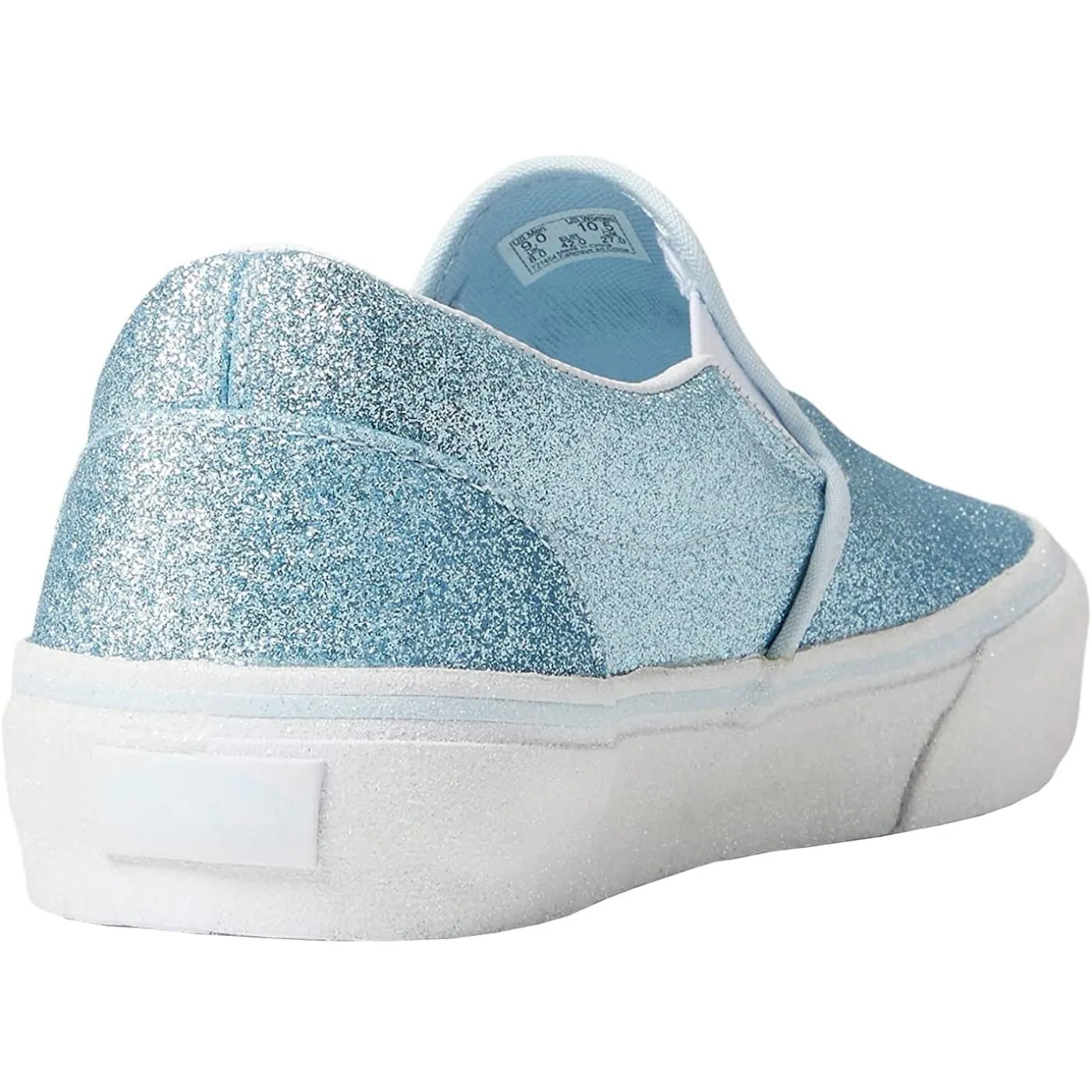 Vans Classic Glitter Delicate Blue White Womens Skate Slip Ons Trainers