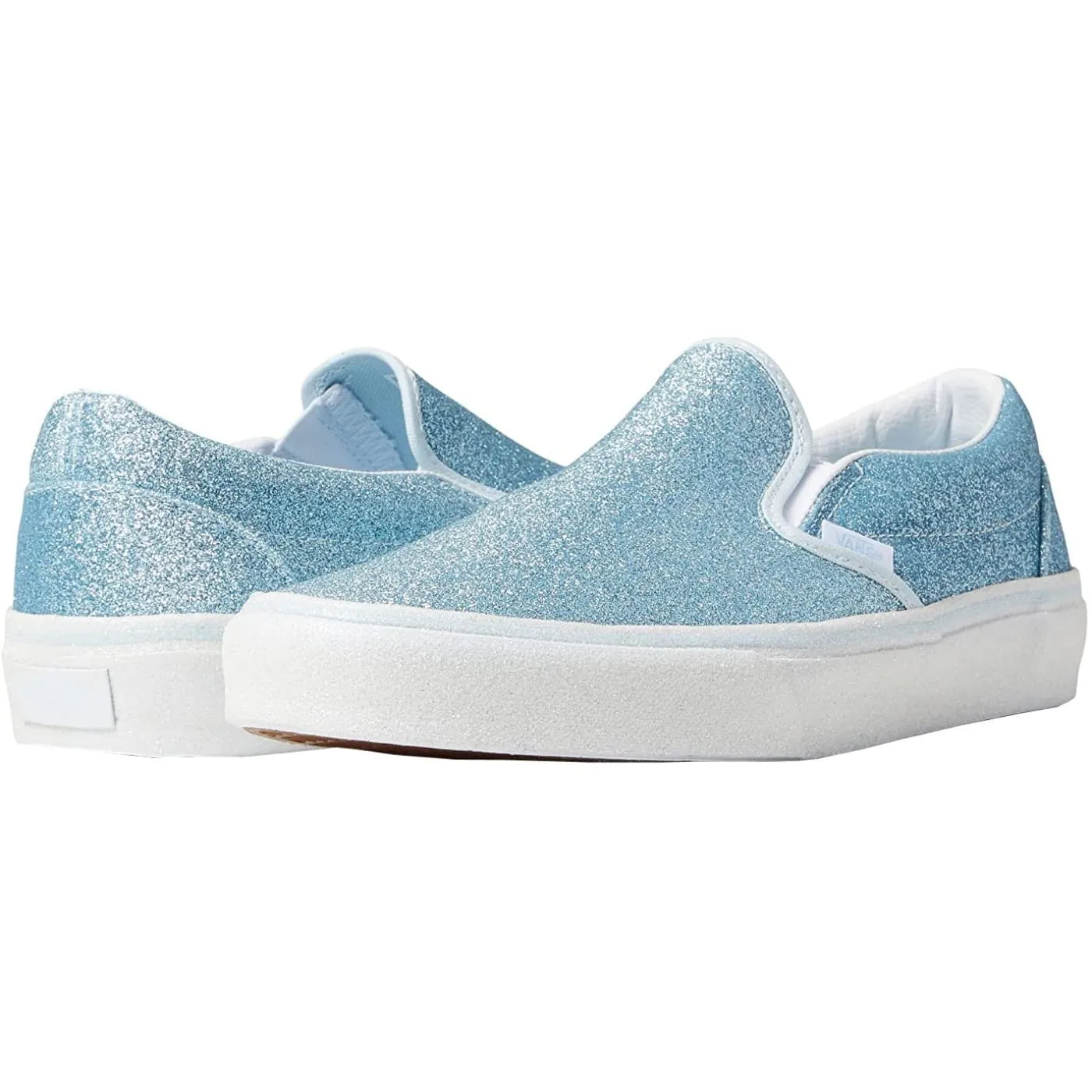 Vans Classic Glitter Delicate Blue White Womens Skate Slip Ons Trainers