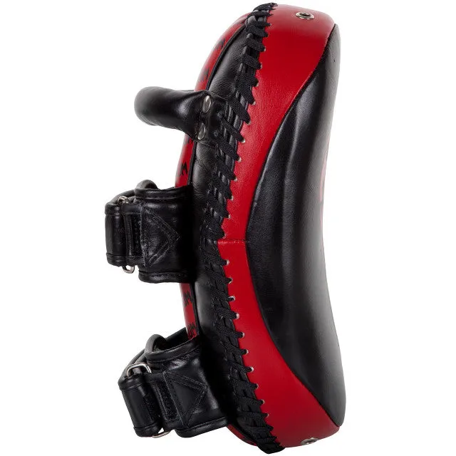 VENUM-03061-100 MUAY THAI BOXING MMA KICK PADS Leather Black Red