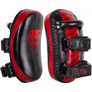 VENUM-03061-100 MUAY THAI BOXING MMA KICK PADS Leather Black Red