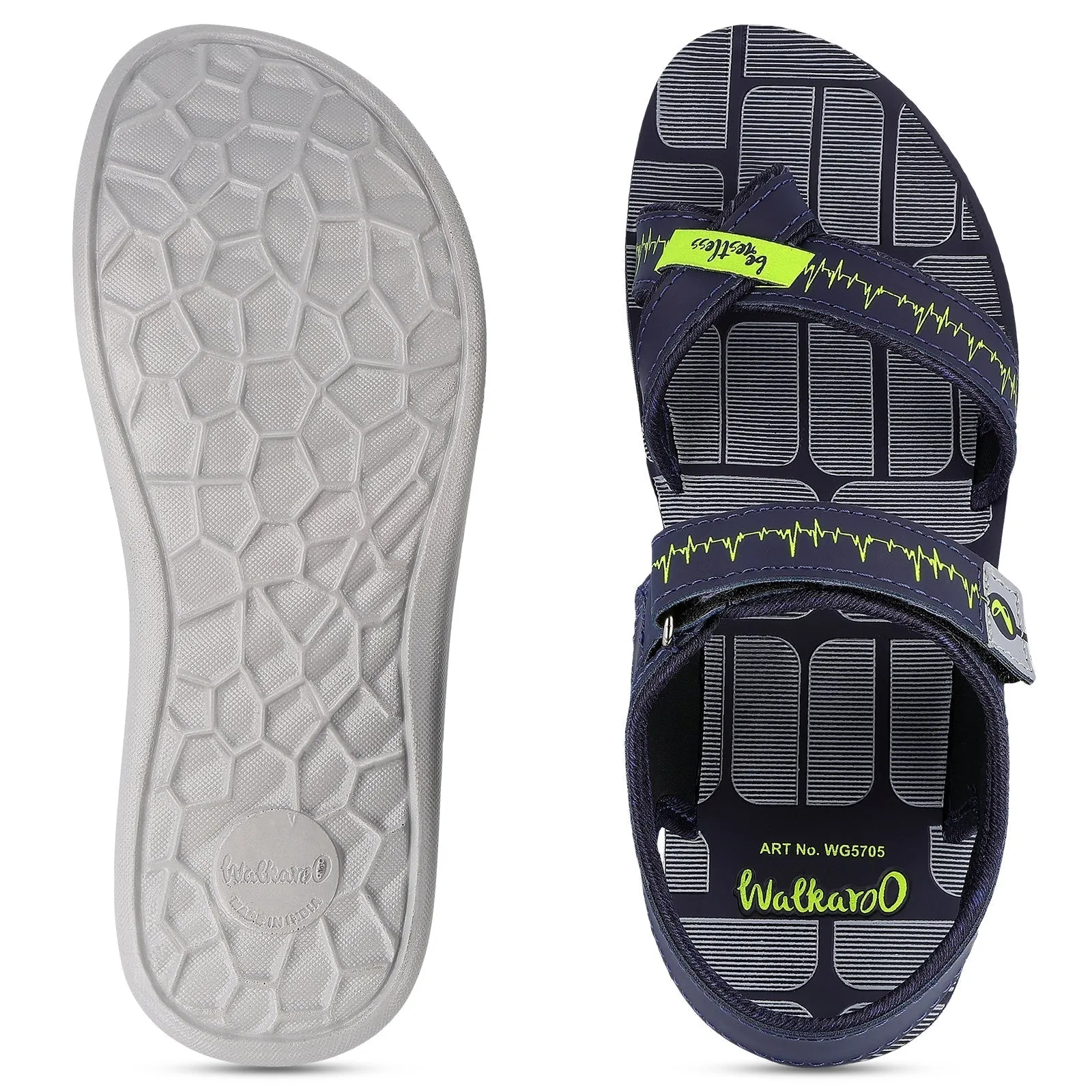 Walkaroo Men Strappy Floater Sandals  - WG5705 Blue