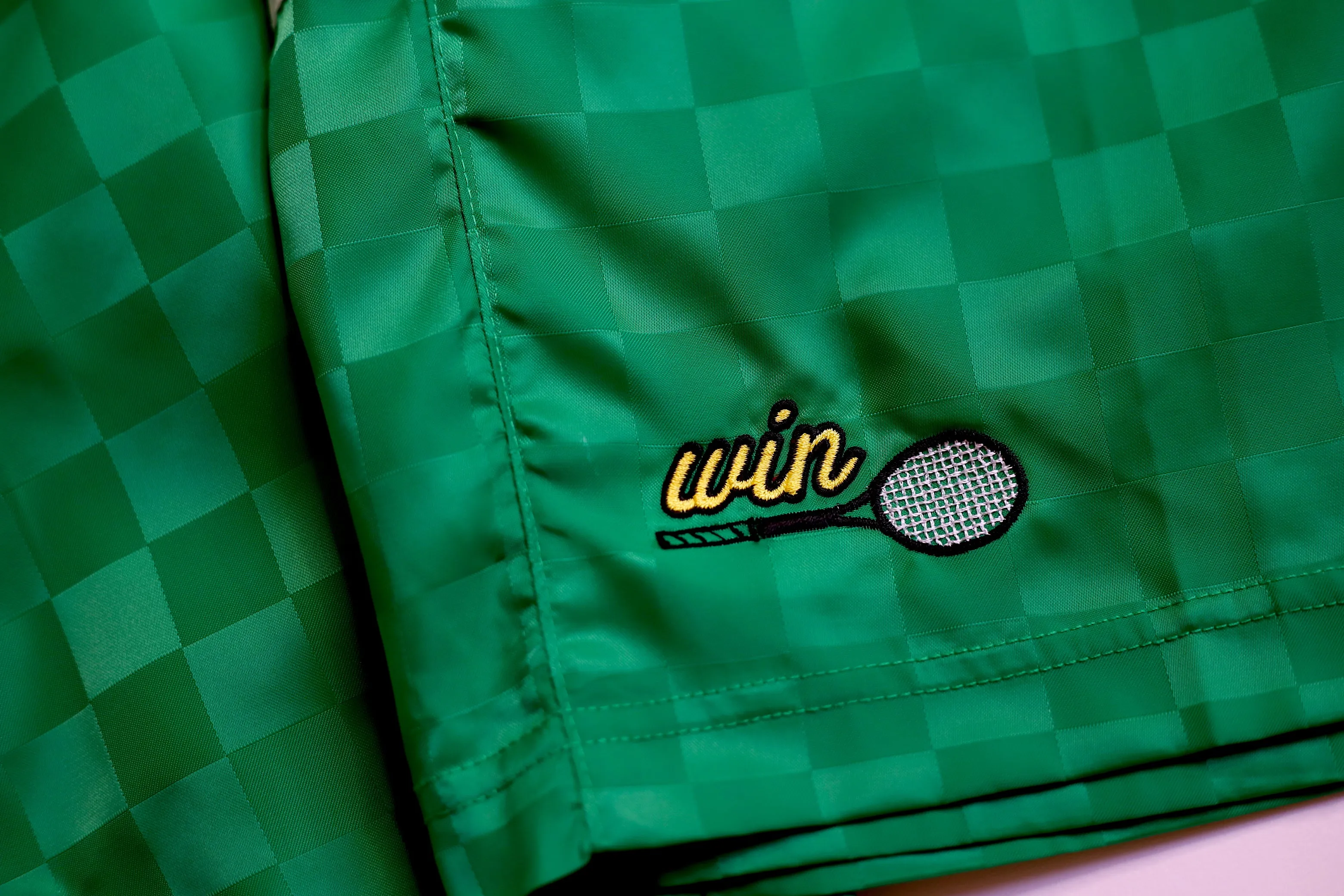 Win Athletics Checkerboard Umbro Shorts - Lime Green