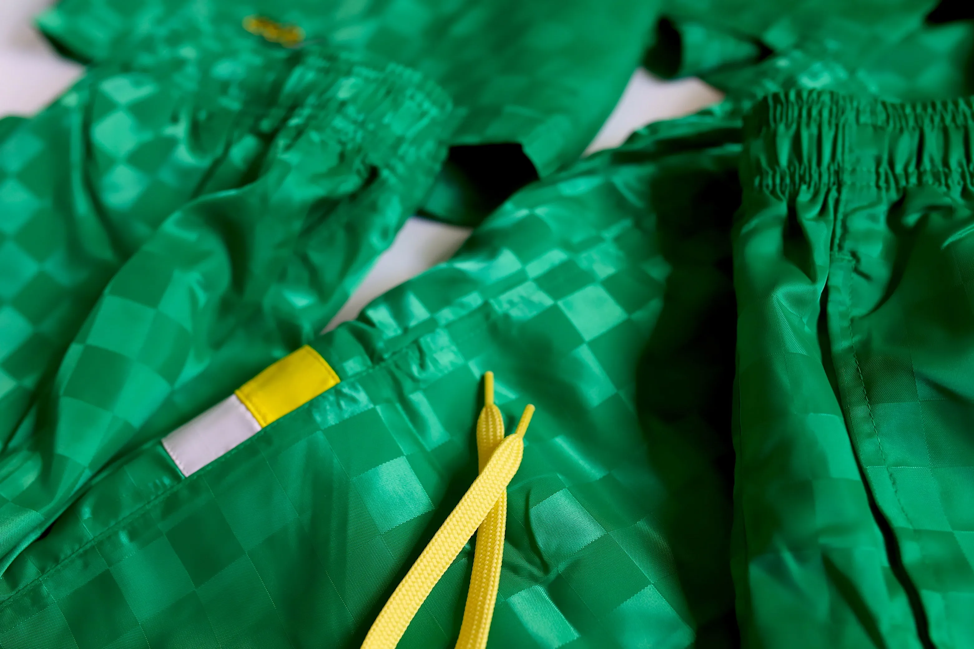 Win Athletics Checkerboard Umbro Shorts - Lime Green