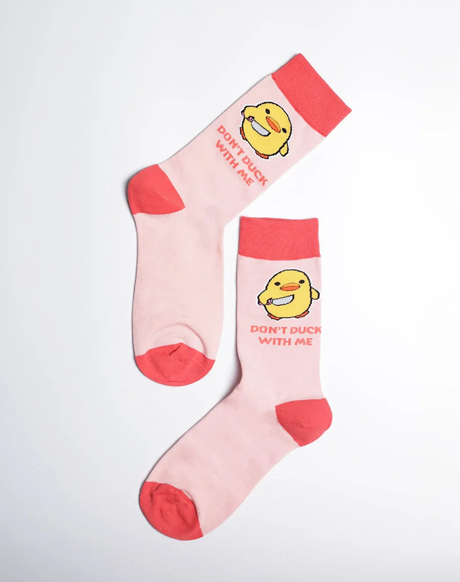 Women's Don't Duck With Me Funny Crew Socks