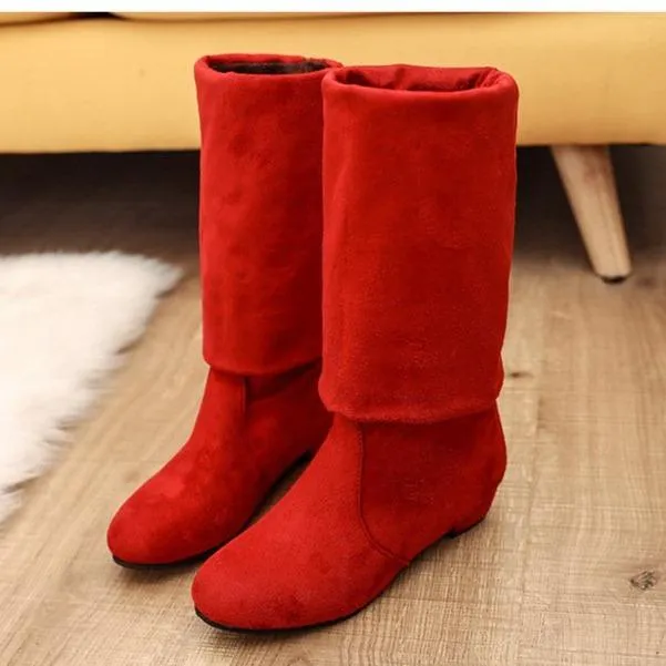 Women's low heel plain thigh high boots