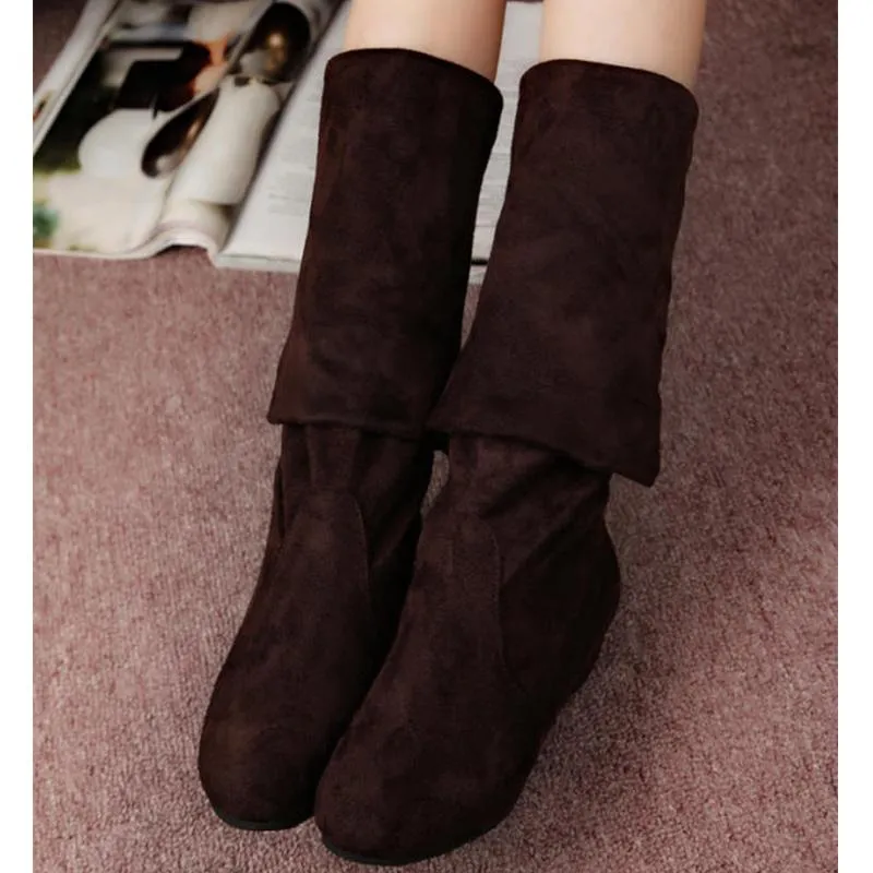 Women's low heel plain thigh high boots