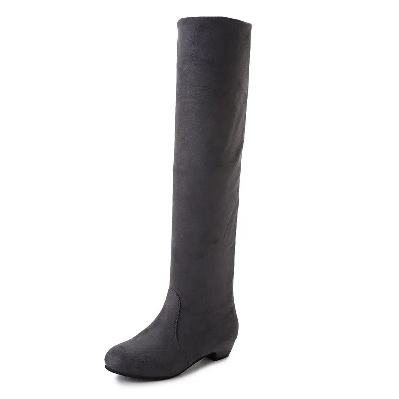 Women's low heel plain thigh high boots